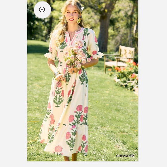 Umgee White Maxi Dress with Pink Floral Print - Picture 7 of 12